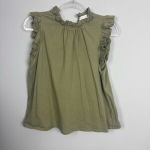 KARLIE | Dark Green Ruffle Trim Top Keyhole Back Women’s Size Small